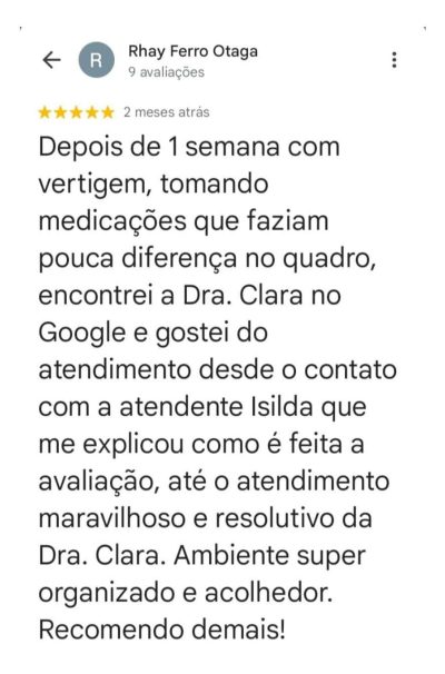 depoimento Google sobre tontura